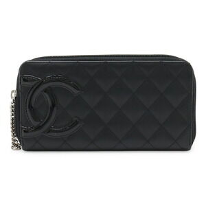 CHANEL Black Leather Logo Wallet